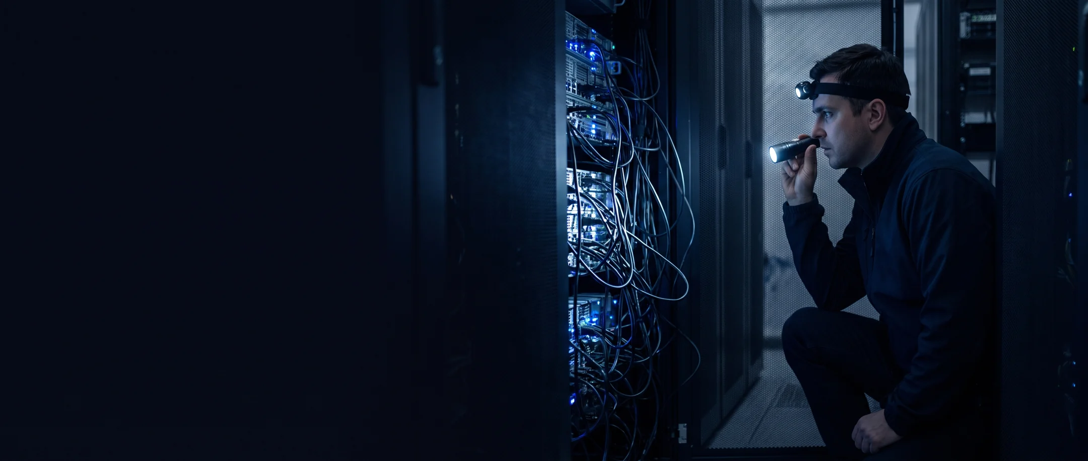 An engineer working through server logs during an investigation